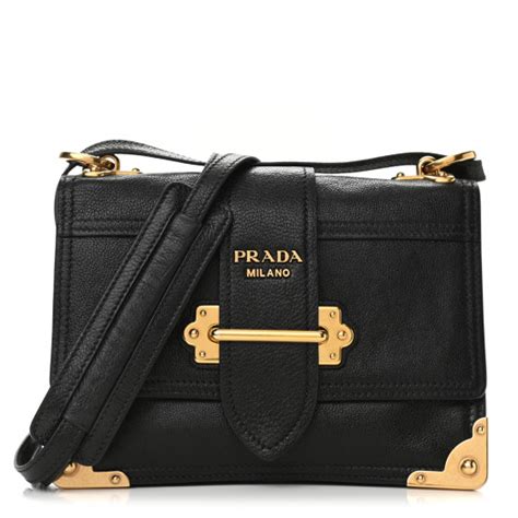 prada cahier large black|PRADA Glace Calfskin Large Soft Cahier Bag Black.